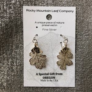 NEW silver earrings - real leaf